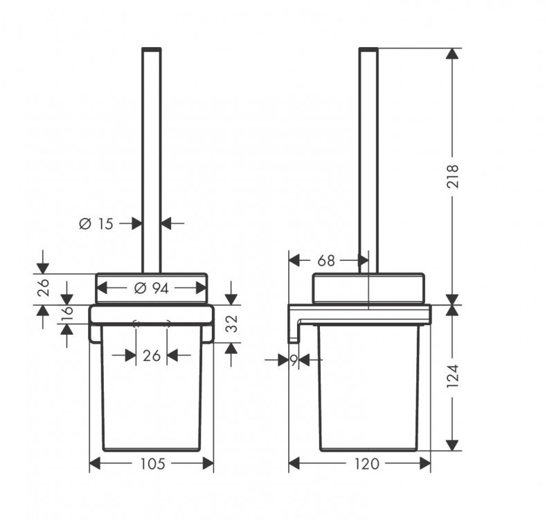 Hansgrohe AddStoris szczotka WC wisząca szkło matowe/czarny chrom szczotkowany 41752340