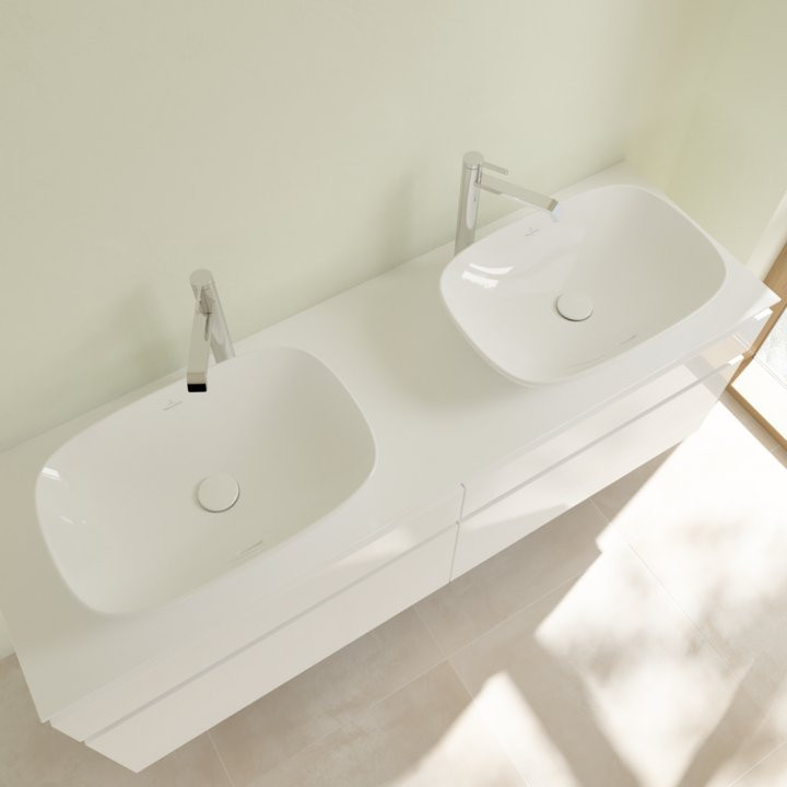 Villeroy&Boch Loop&Friends umywalka stawiana na blat prostokątna 62x42 cm biała Weiss Alpin CeramicPlus 4A5001R1