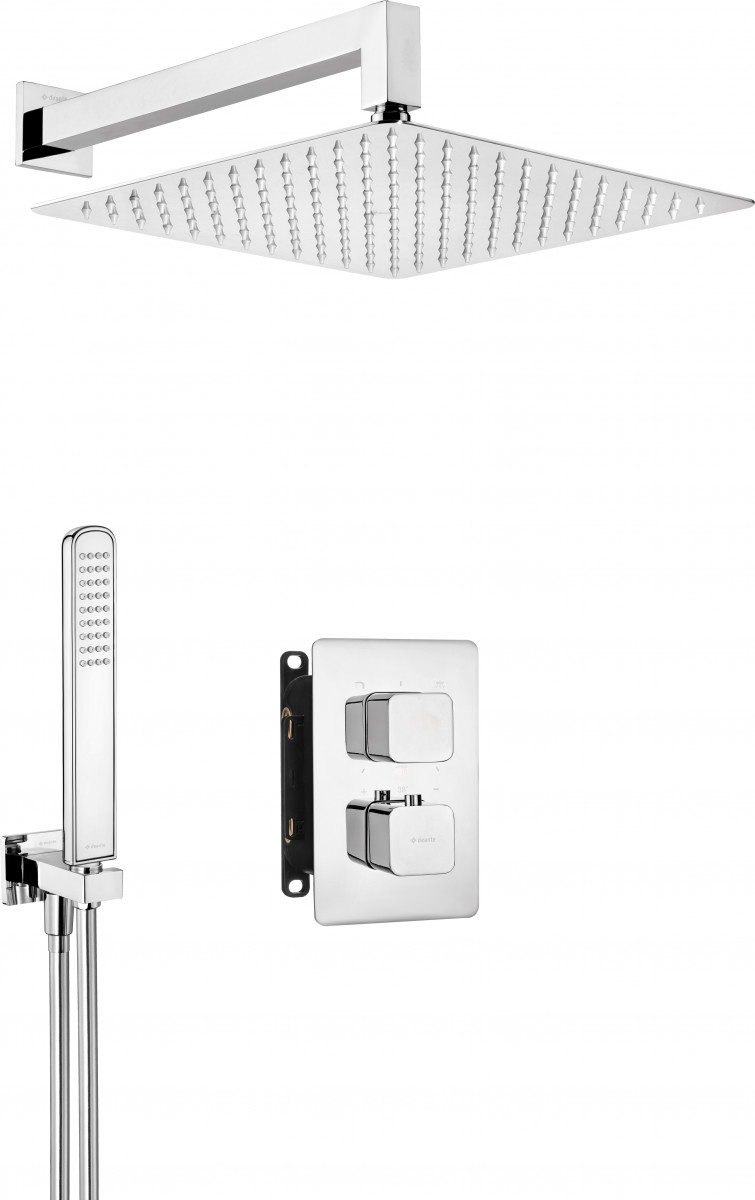 Deante Box zestaw podtynkowy z termostatem i deszczownicą 30x30 kompletny chrom BXYZ0ECT