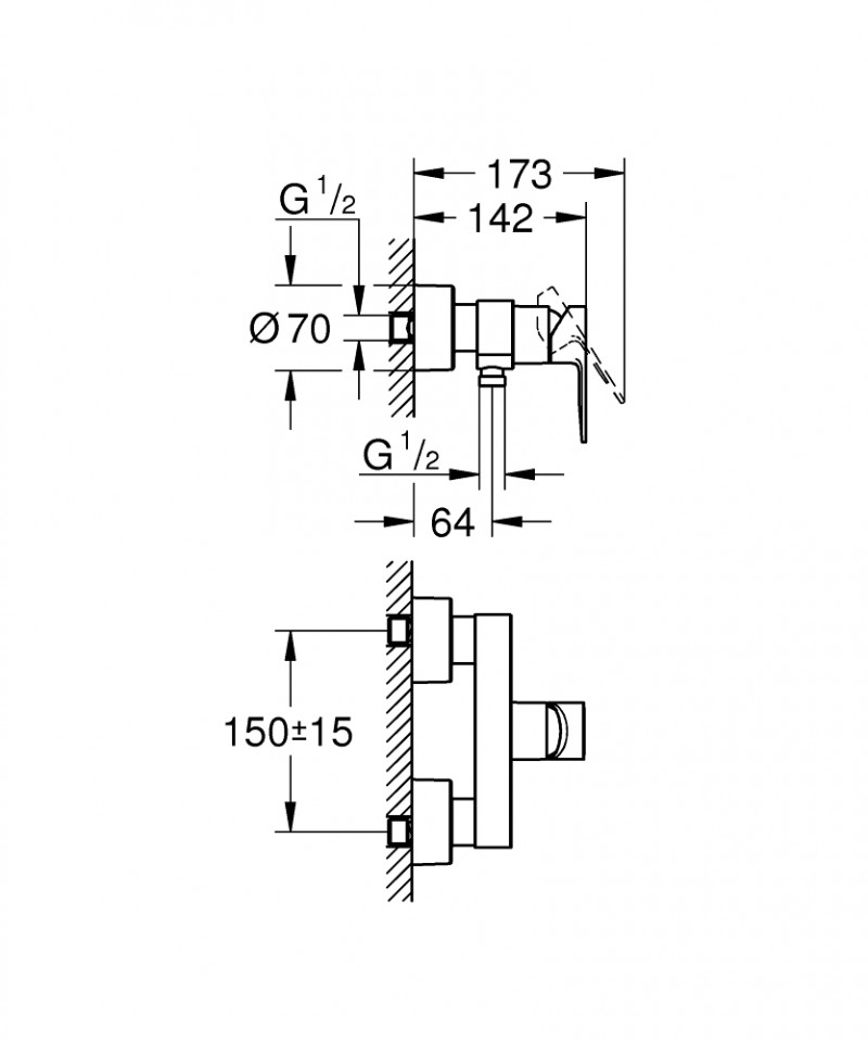 Grohe Lineare bateria prysznicowa ścienna grafit szczotkowany Brushed Hard Graphite 33865AL1