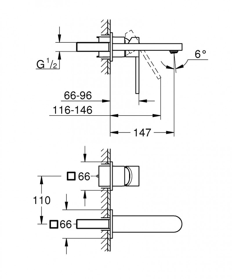 Grohe Plus bateria umywalkowa podtynkowa 2-otoworwa 147 mm grafit szczotkowany Brushed Hard Graphite 29303AL3