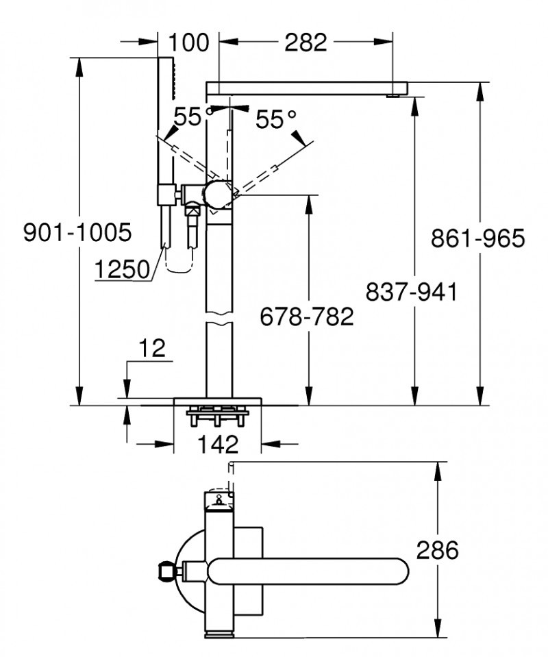 Grohe Plus bateria wannowa wolnostojąca grafit szczotkowany Brushed Hard Graphite 23846AL3