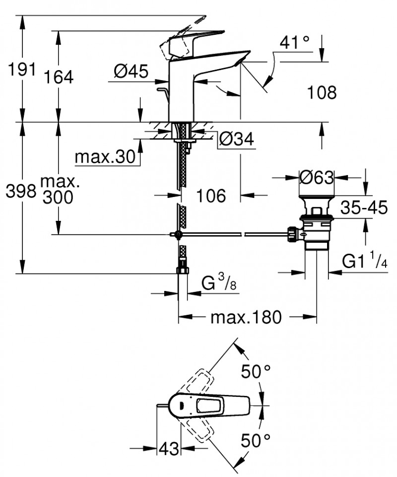 Grohe BauLoop M bateria umywalkowa z korkiem automatycznym chrom połysk 23762001