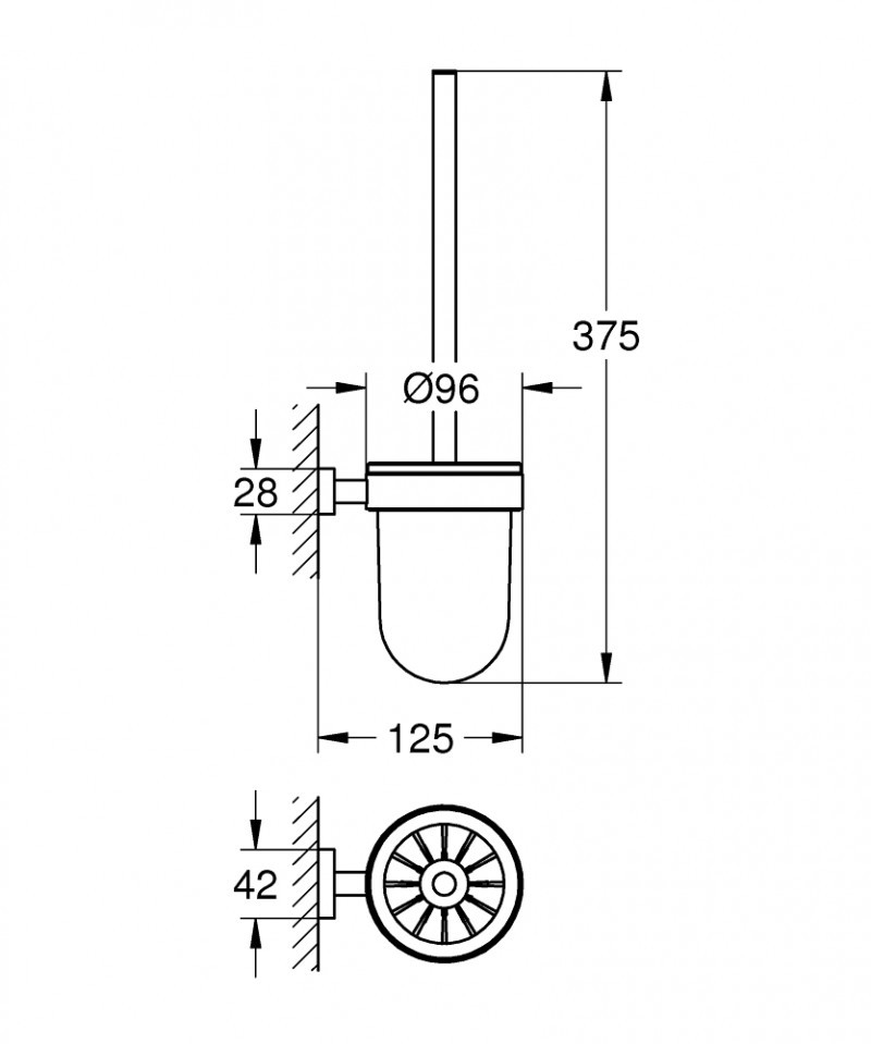 Grohe Essentials Cube szczotka toaletowa kompletna grafit szczotkowany brushed hard graphite 40513AL1