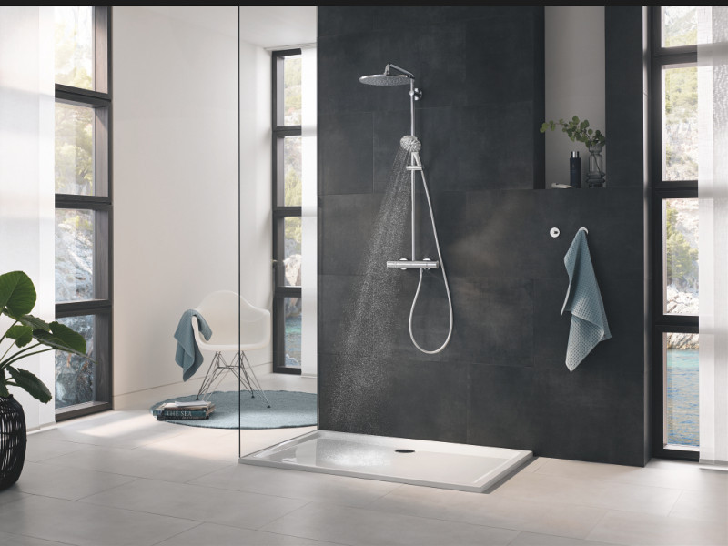 Grohe Rainshower SmartAcive 310 termostatyczny zestaw prysznicowy z deszczownicą 31x31 moon white 26648LS0