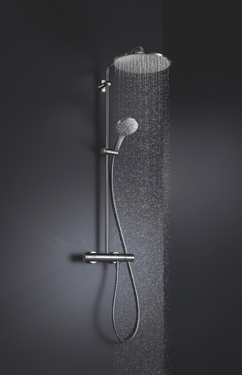 Grohe Rainshower SmartAcive 310 termostatyczny zestaw prysznicowy z deszczownicą 31x31 moon white 26648LS0