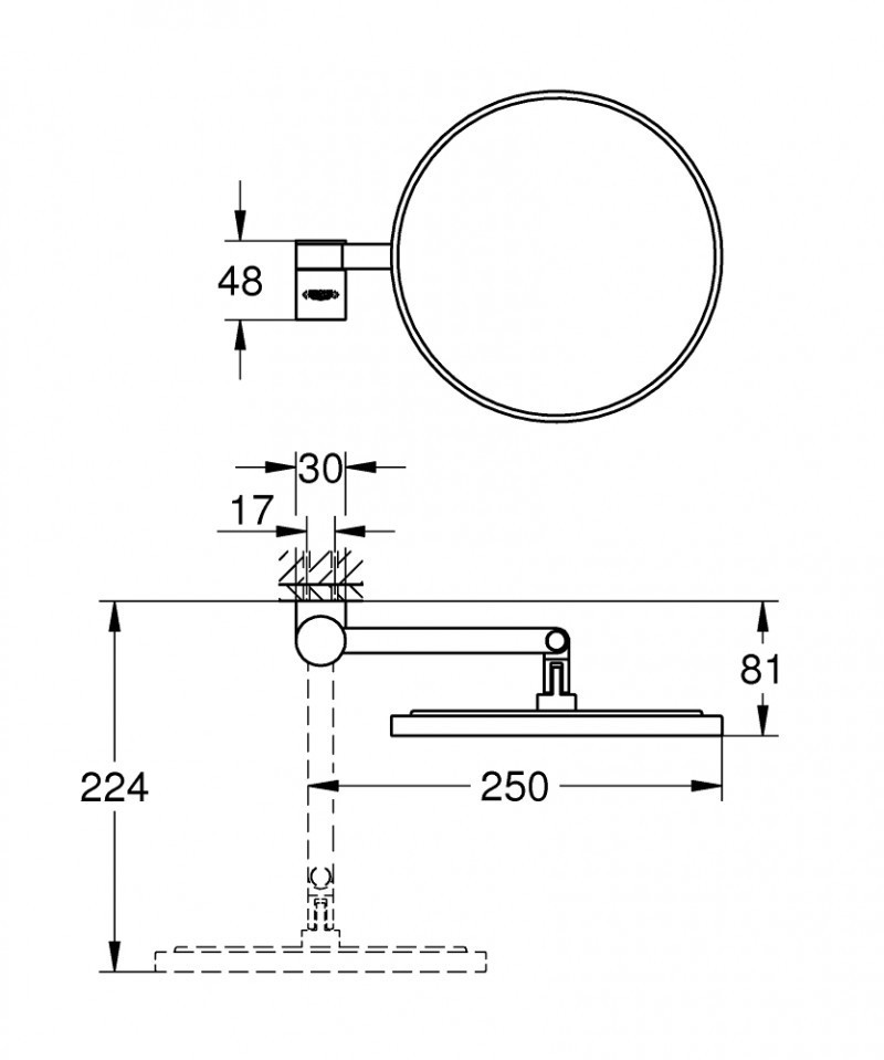 Grohe Selection lusterko kosmetyczne powiększające x7 grafit szczotkowany brushed hard graphite 41077AL0