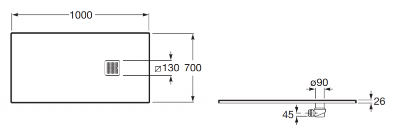 Roca Terran brodzik prostokątny 100x70 z syfonem konglomerat stonex beżowy AP1013E82BC01650