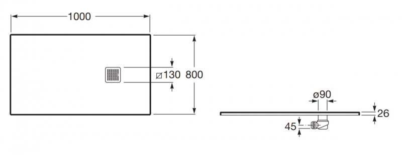 Roca Terran brodzik prostokątny 100x80 z syfonem konglomerat stonex onyks AP1013E832001640