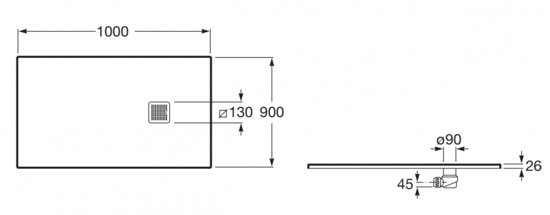 Roca Terran brodzik prostokątny 100x90 z syfonem konglomerat stonex perłowy AP1013E838401630