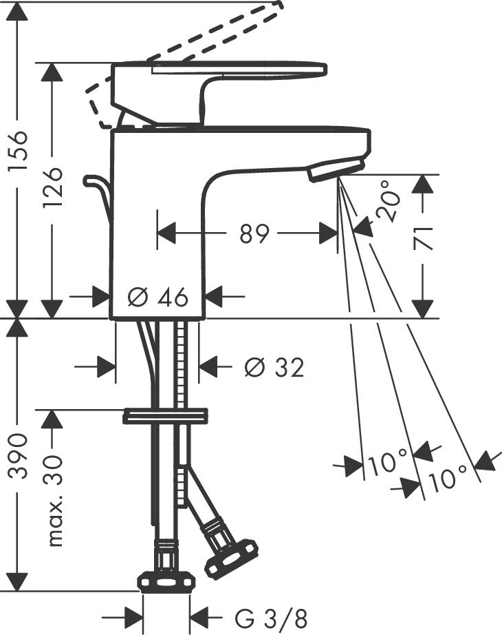 Hansgrohe FinishPlus Vernis Blend 70 bateria umywalkowa z korkiem czarny matowy 71550670