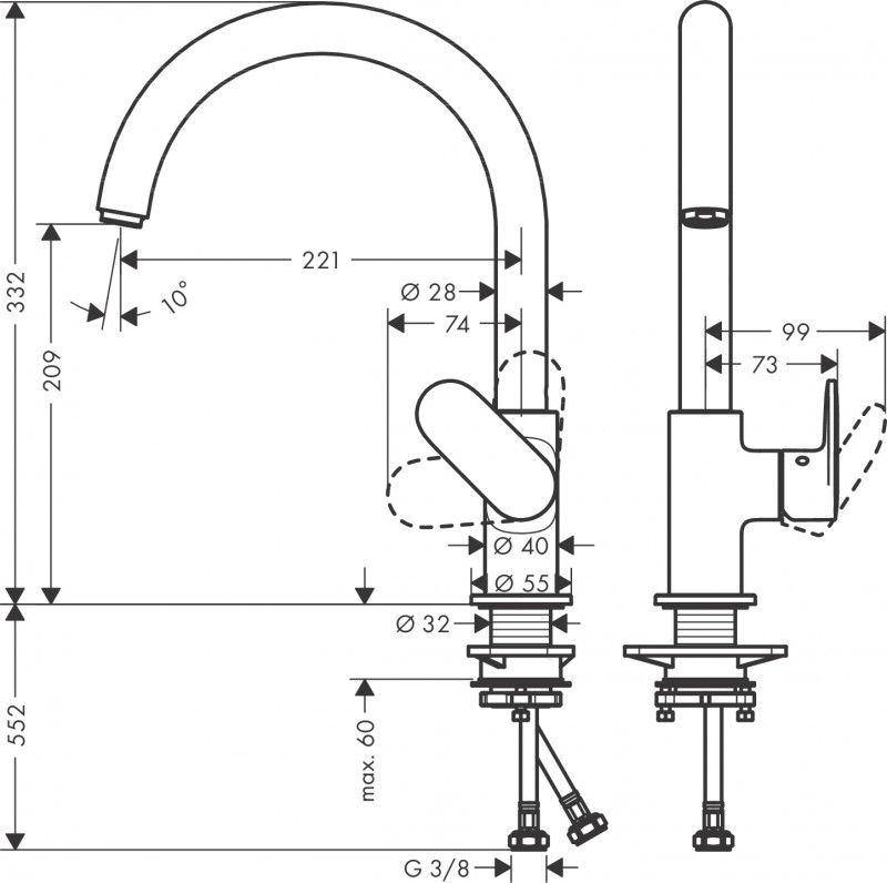 Hansgrohe Vernis Blend M35 bateria kuchenna 210 chrom 71870000