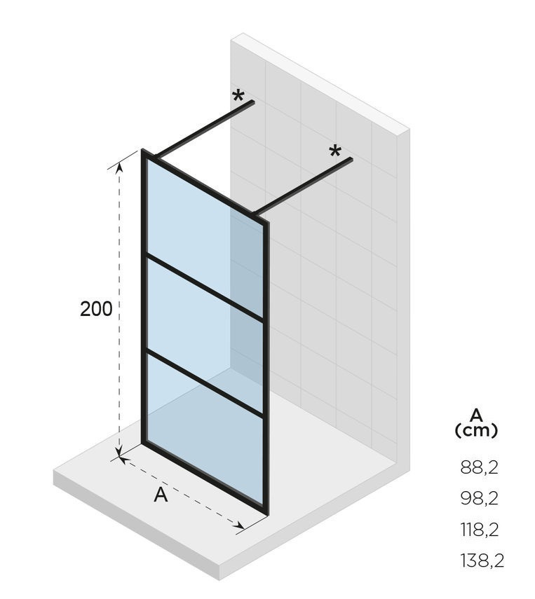 Riho Grid GB401 kabina typu Walk-In ścianka wolnostojąca 140 cm czarny przeźroczyste RIHO Shield GB3140000