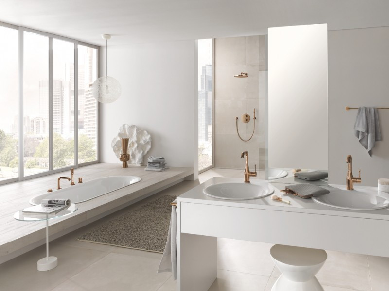 Grohe Essence zestaw podtynkowy z wylewką wannową kompletny brushed warm sunset