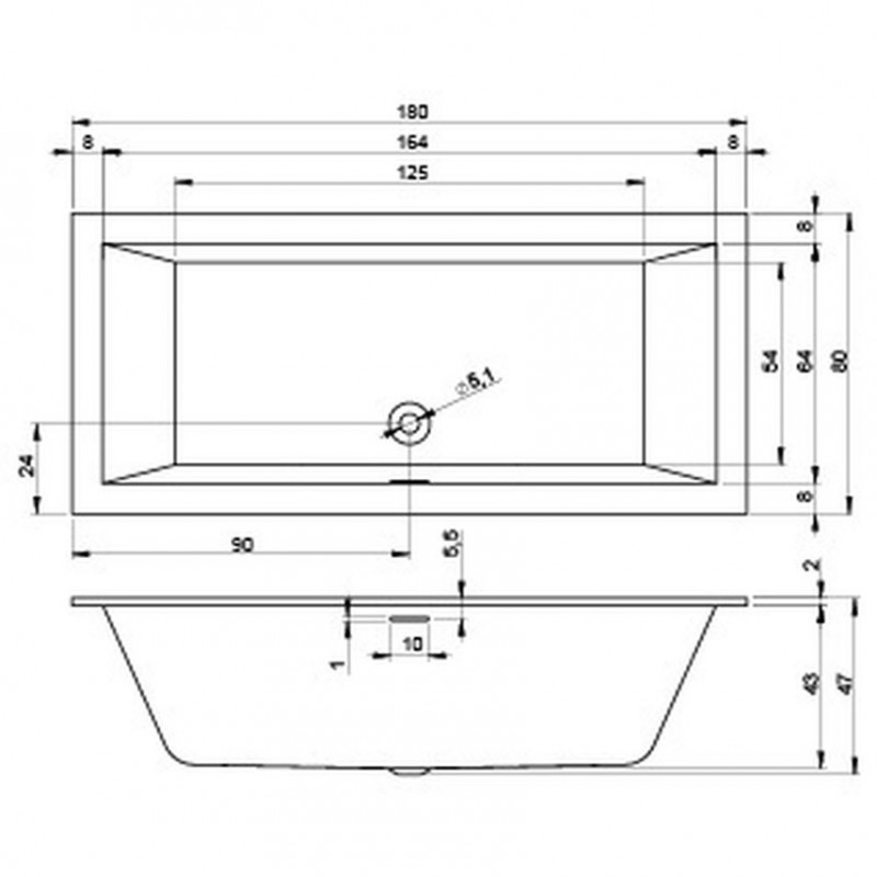 Riho Rethink Cubic wanna prostokątna 180x80 z syfonem biały połysk BR08005