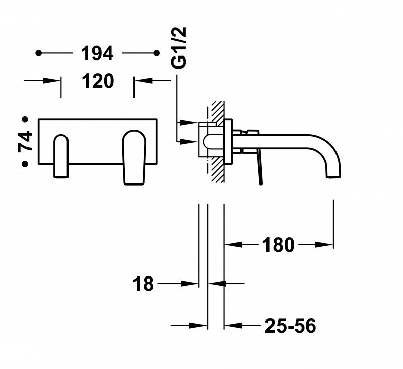 Tres Exclusive Project-Tres podtynkowa bateria umywalkowa wylewka 180 mm 24K różowe złoto 21130011OP