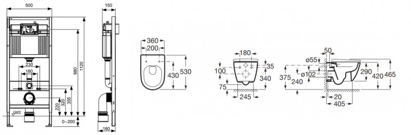 TECE + Roca Ona Rimless - zestaw 5w1 - kompletny stelaż + muszla bezrantowa + deska wolnoopadająca