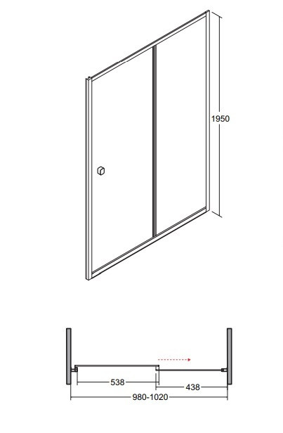 BESCO Duo Slide Black drzwi do wnęki przesuwane 100 cm czarne przejrzyste DDSB-100