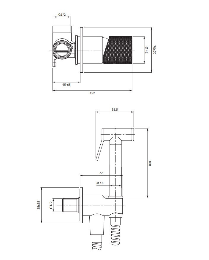 Omnires Contour system bidetowy podtynkowy złoty szczotkowany SYSCTBI1GLB