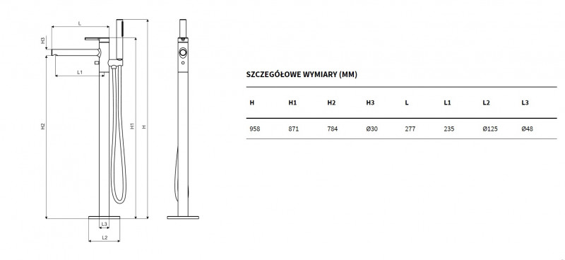 Excellent Pi bateria wannowa wolnostojąca chrom połysk AREX.1255CR