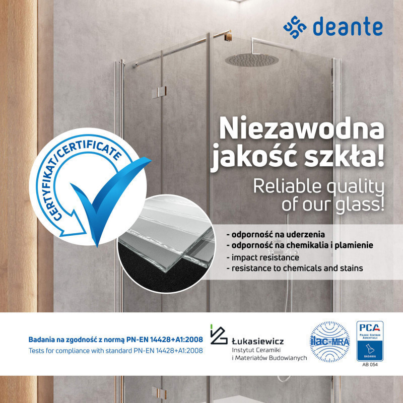 Deante Jasmin kabina Walk-In ścianka prysznicowa przesuwna 100 cm czarny/przeźroczyste Active Cover KTJN30R