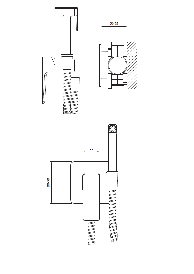 Omnires Parma system bidetowy podtynkowy grafit SYSPMBI2GR