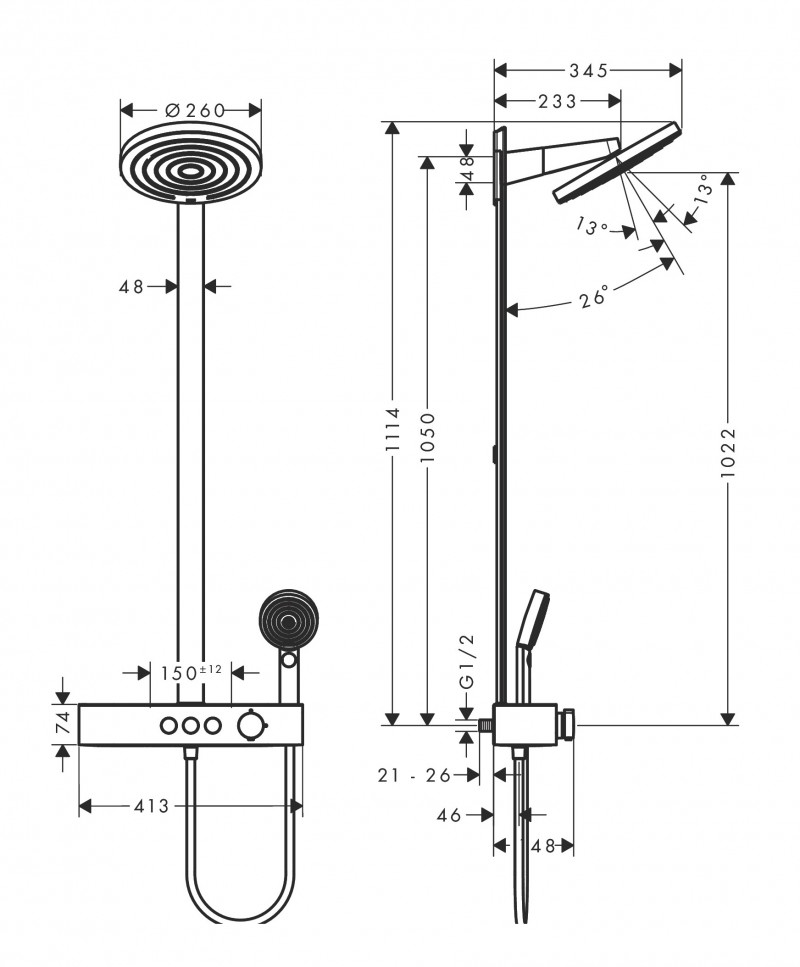 Hansgrohe Pulsify S Komplet prysznicowy 260 2jet z ShowerTablet Select 400 chrom 24240000