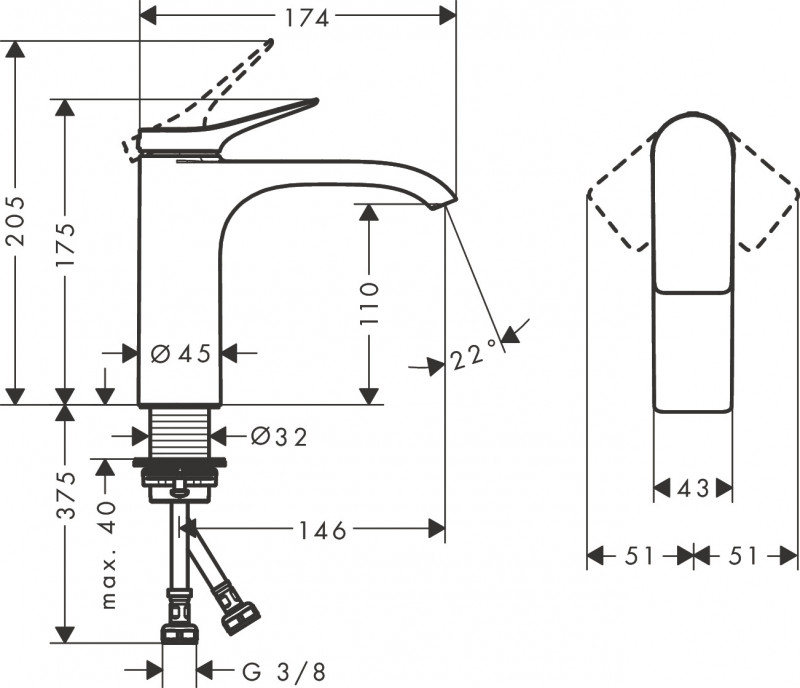 Hansgrohe FinishPlus Vivenis bateria umywalkowa 110 bez korka czarny matowy 75022670