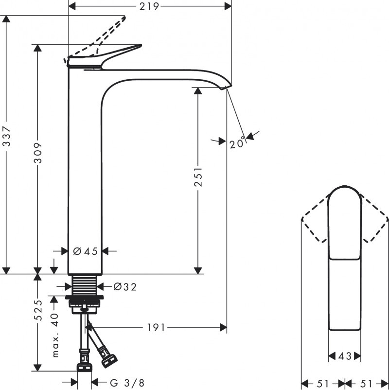 Hansgrohe FinishPlus Vivenis bateria umywalkowa wysoka 250 bez korka czarny matowy 75042670