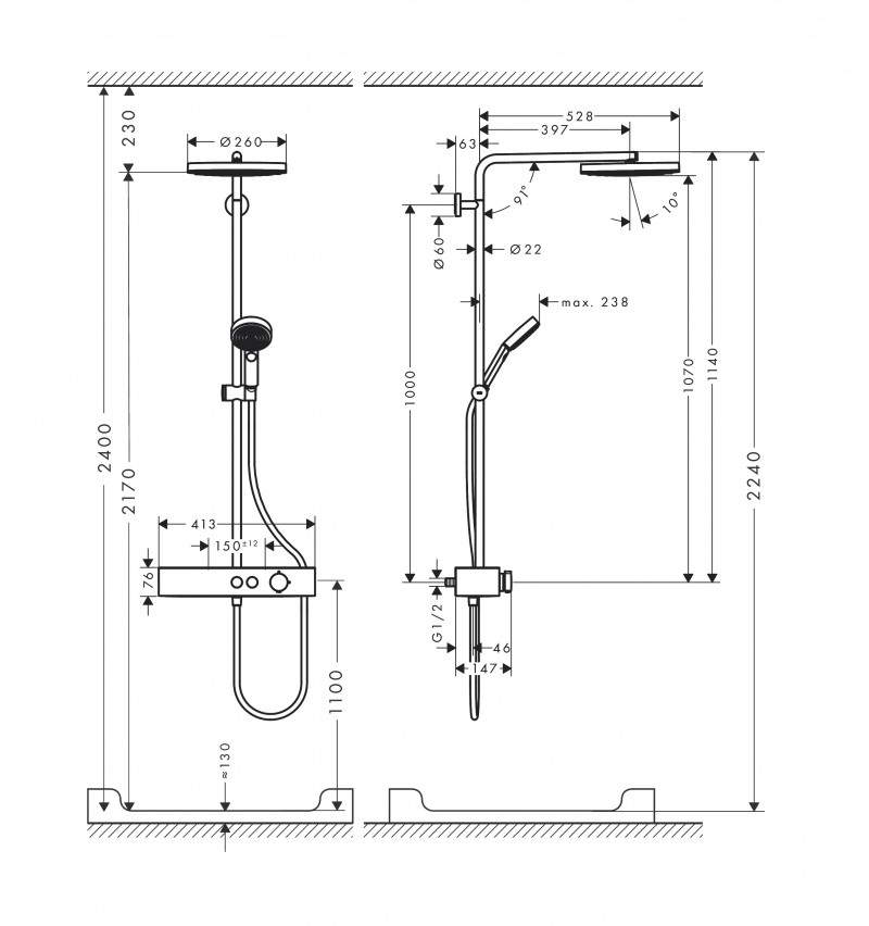 Hansgrohe Pulsify S ShowerTablet Select 400 Kolumna prysznicowa 260 1jet chrom 24220000