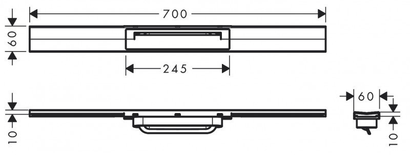 Hansgrohe RainDrain Flex Element zewnętrzny odpływu 700 z możliwością przycięcia do montażu w podłodze czarny chrom szczotkowany 56043340