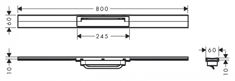 Hansgrohe RainDrain Flex Element zewnętrzny odpływu 800 z możliwością przycięcia czarny matowy 56044670