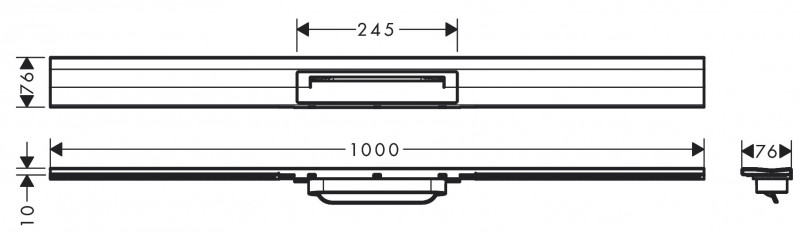 Hansgrohe RainDrain Flex Element zewnętrzny odpływu 1000 z możliwością przycięcia do montażu przy ścianie czarny chrom szczotkowany 56053340