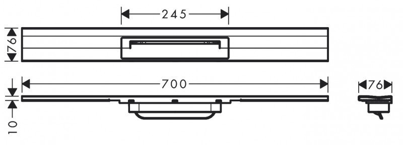 Hansgrohe RainDrain Flex Element zewnętrzny odpływu 700 z możliwością przycięcia do montażu przy ścianie czarny chrom szczotkowany 56050340