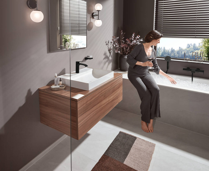 Hansgrohe FinishPlus Vivenis bateria umywalkowa 110 bez korka czarny matowy 75022670