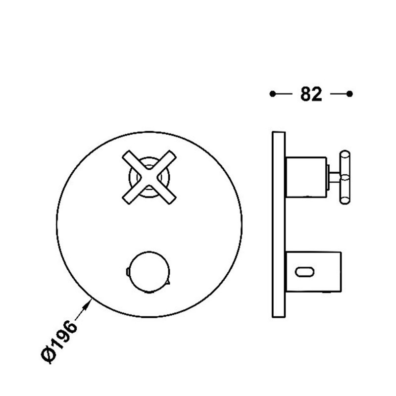 Tres Mont Blanc Therm-box podtynkowa bateria wannowa termostatyczna 2-drożna elelement zewnętrzny stal 28325001AC