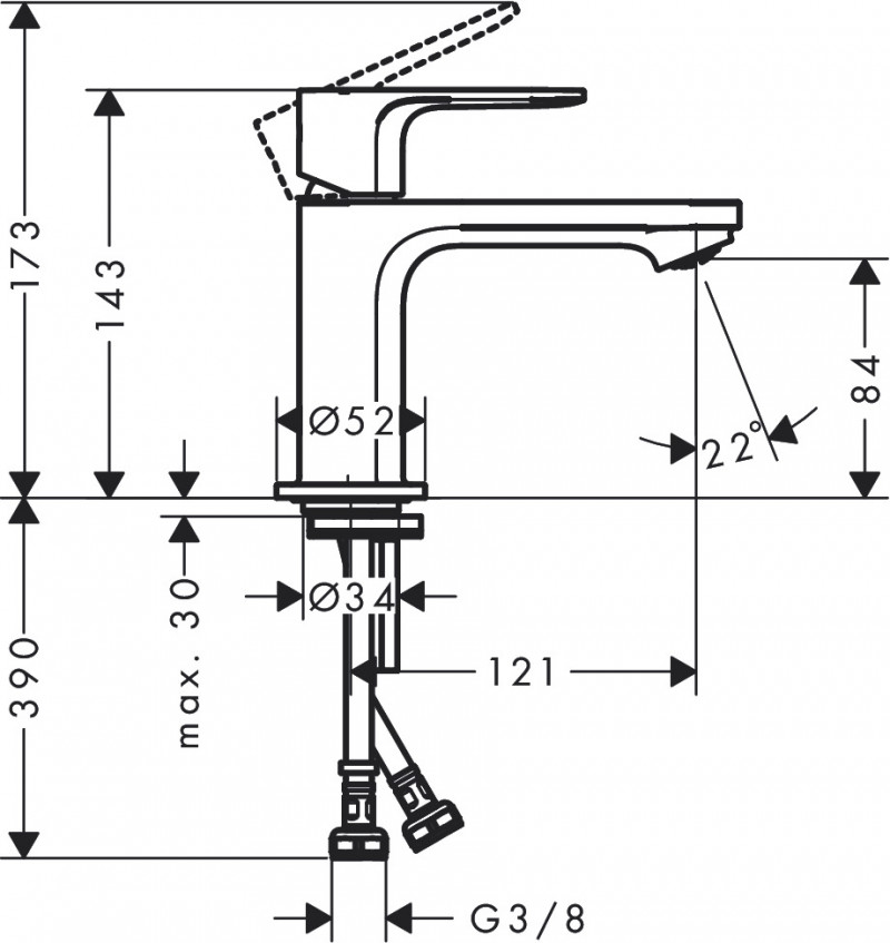 Hansgrohe FinishPlus Rebris E bateria umywalkowa 80 CoolStart bez korka czarny matowy 72554670