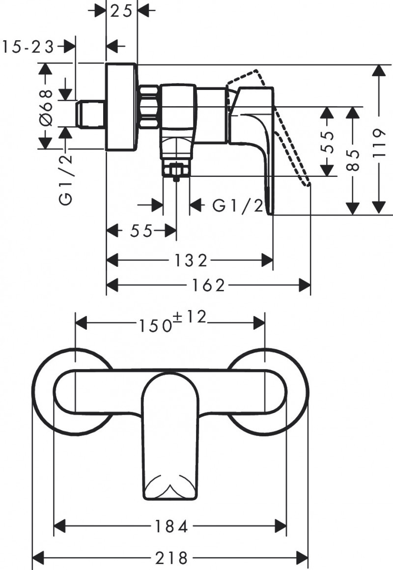 Hansgrohe FinishPlus Rebris E bateria prysznicowa ścienna czarny matowy 72650670