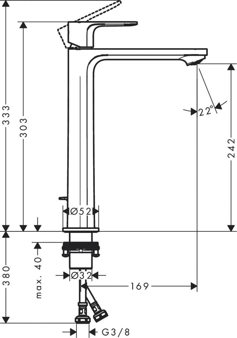 Hansgrohe FinishPlus Rebris S bateria umywalkowa wysoka 240 CoolStart z korkiem automatycznym czarny matowy 72580670