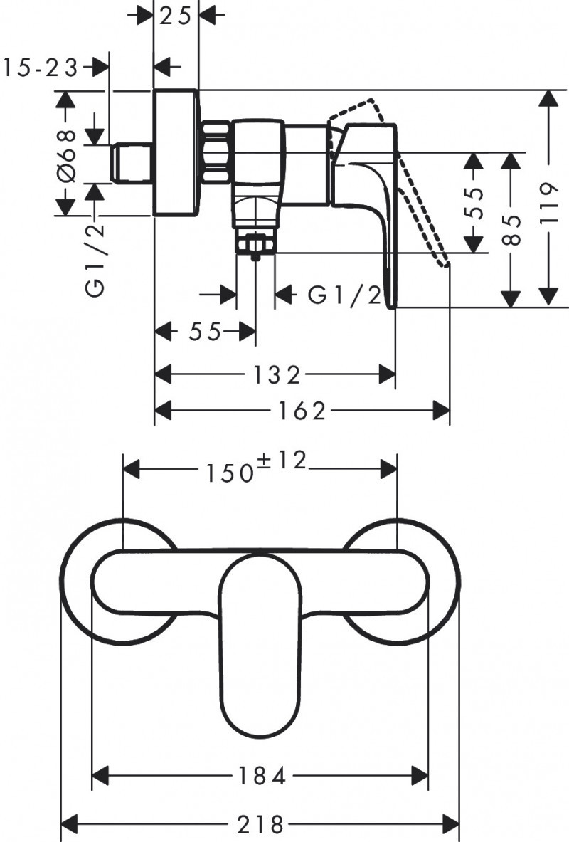 Hansgrohe FinishPlus Rebris S bateria prysznicowa ścienna czarny matowy 72640670