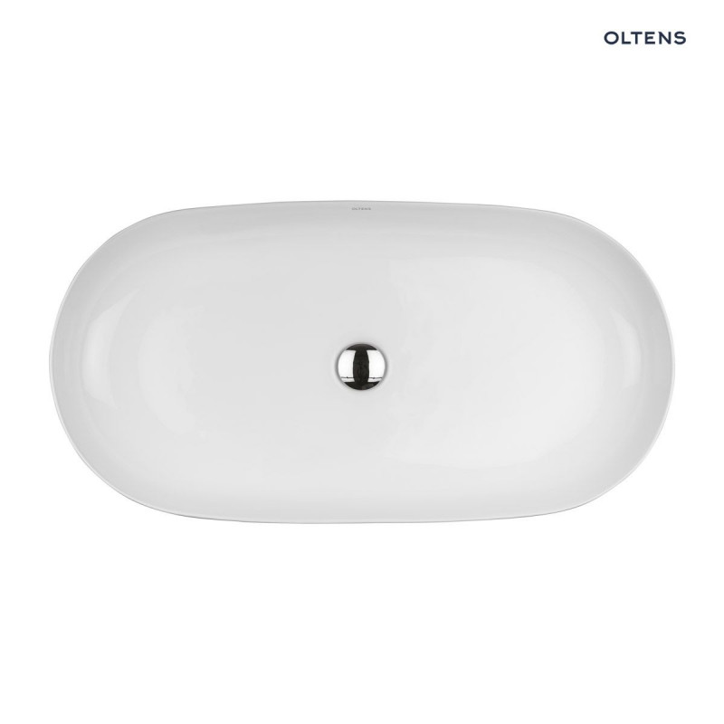 Oltens Hamnes Thin umywalka 80x40 cm nablatowa owalna z powłoką SmartClean biała 40821000