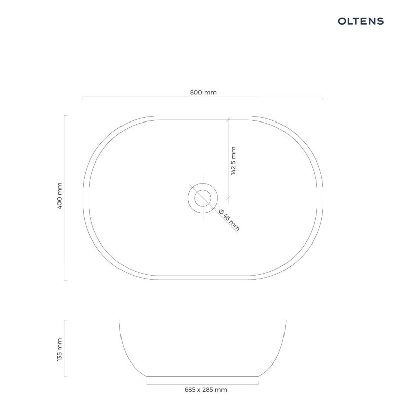 Oltens Hamnes Thin umywalka 80x40 cm nablatowa owalna z powłoką SmartClean biała 40821000