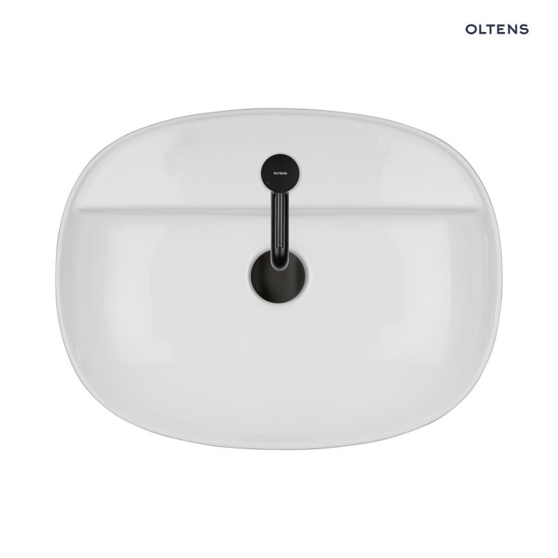 Oltens Hamnes Thin umywalka 51x39 cm stawiana na blat z otworem, z powłoką SmartClean biała 41813000