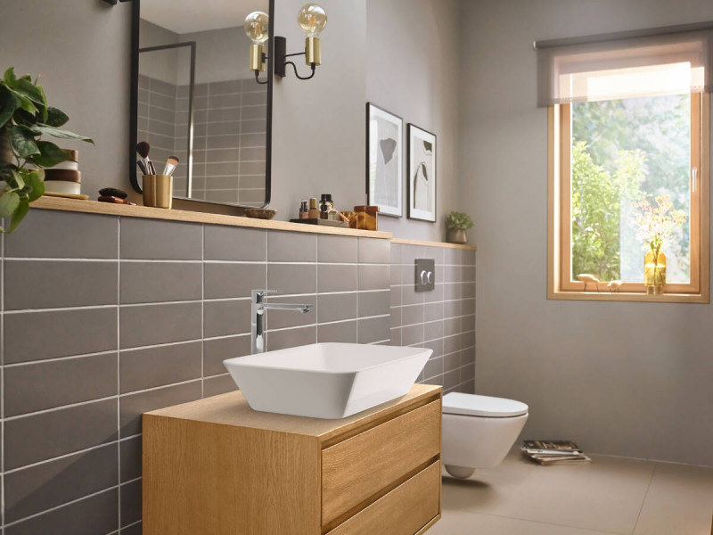 Hansgrohe Rebris E bateria umywalkowa wysoka 240 CoolStart z korkiem chrom połysk 72581000