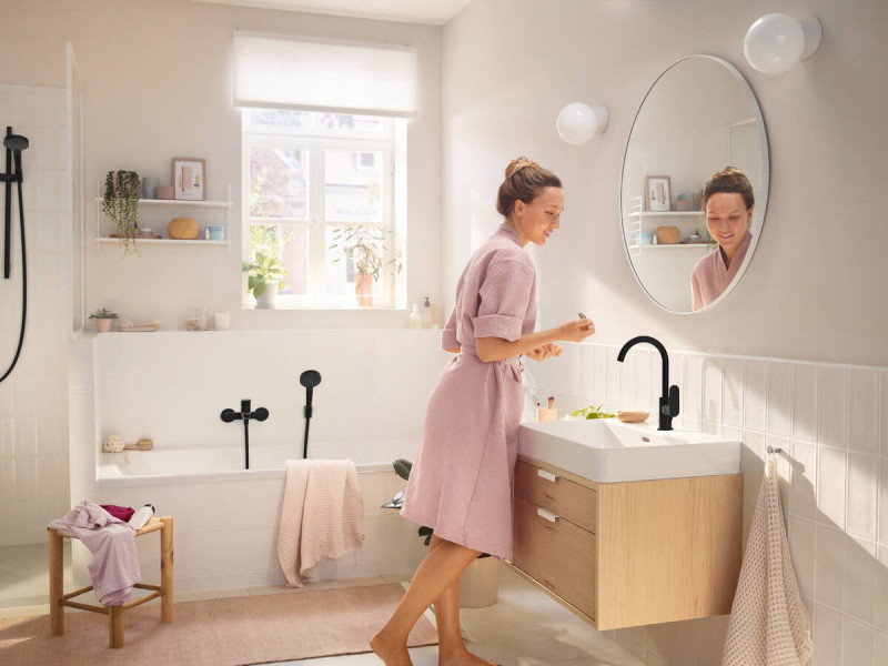 Hansgrohe FinishPlus Rebris S bateria wannowa ścienna czarny matowy 72440670