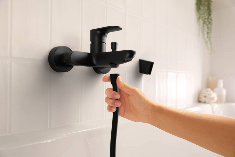 Hansgrohe FinishPlus Rebris S bateria wannowa ścienna czarny matowy 72440670