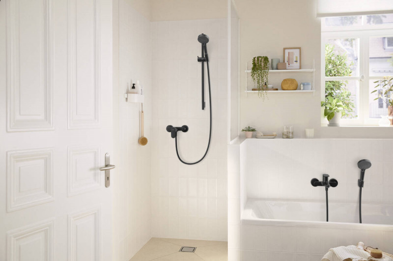 Hansgrohe FinishPlus Rebris S bateria prysznicowa ścienna czarny matowy 72640670