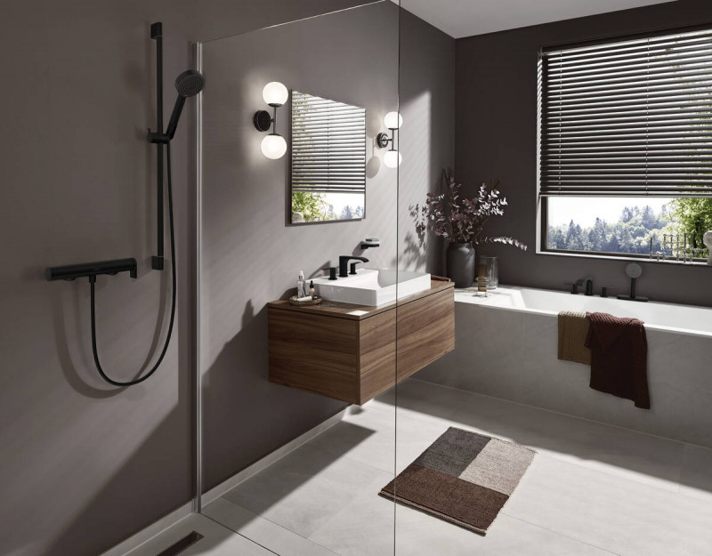 Hansgrohe FinishPlus Vivenis bateria prysznicowa ścienna czarny matowy 75620670