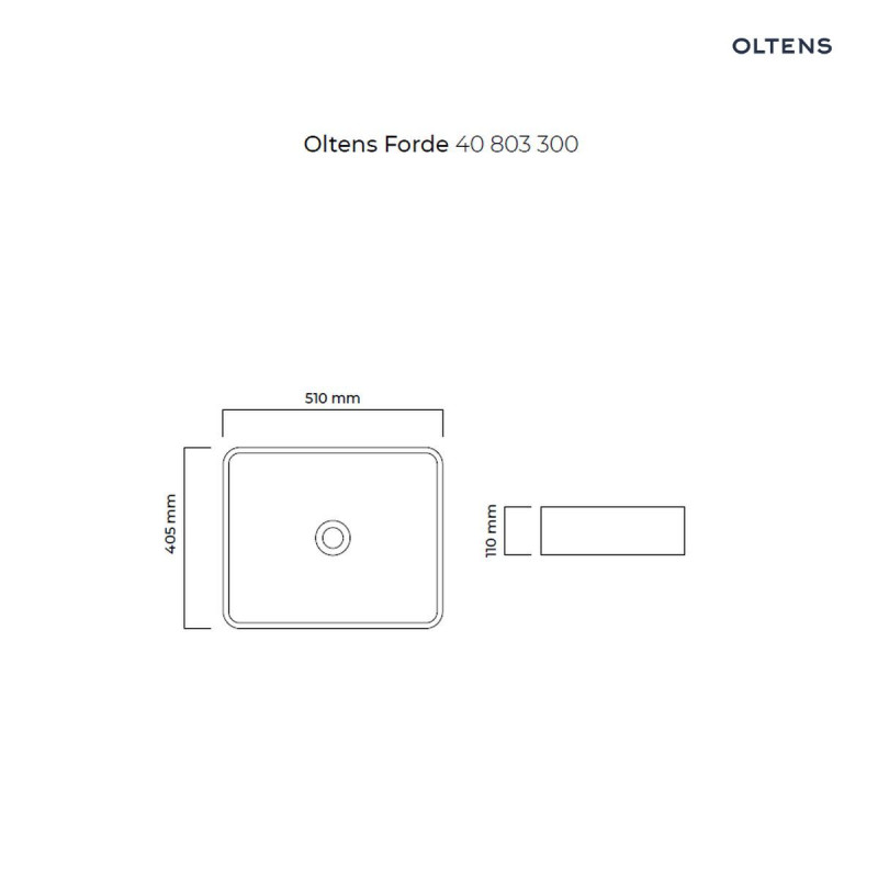 Oltens Forde umywalka 51x40,5 cm nablatowa prostokątna z powłoką SmartClean czarny mat 40803300