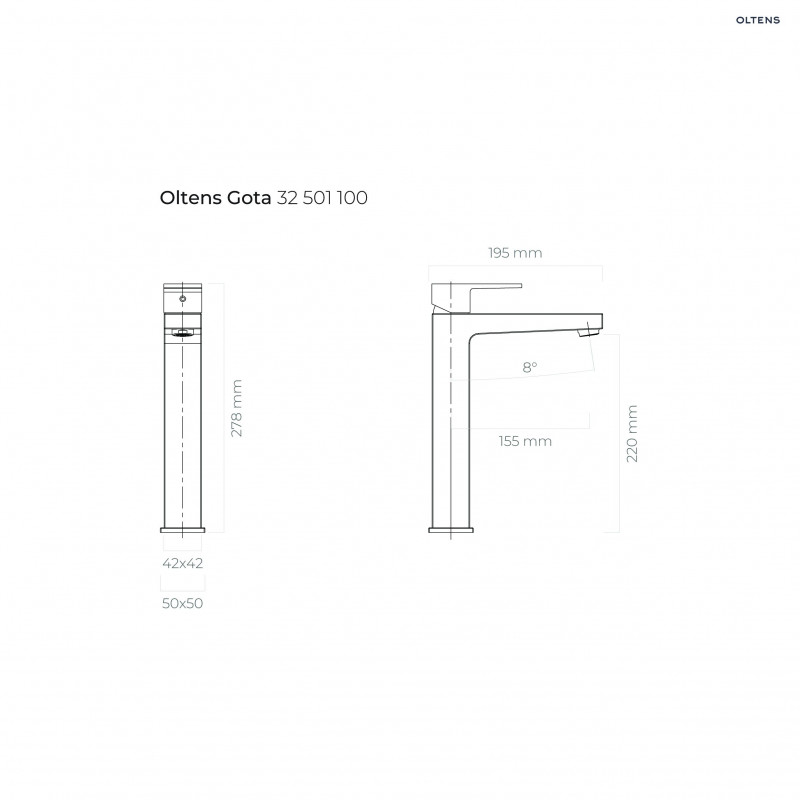 Oltens Gota bateria umywalkowa wysoka czarny mat 32401300